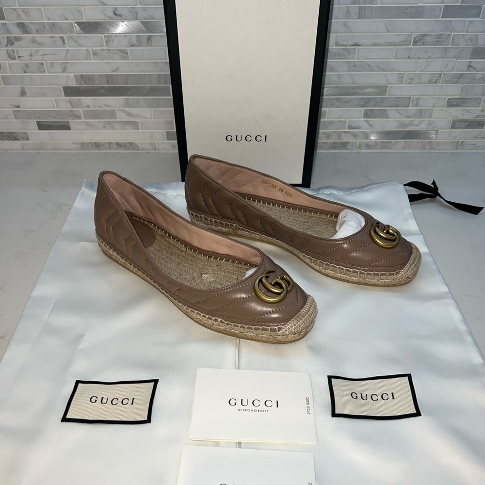 Gucci Nappa Charlotte leather espadrille with double GG 40 - Picture 5 of 7